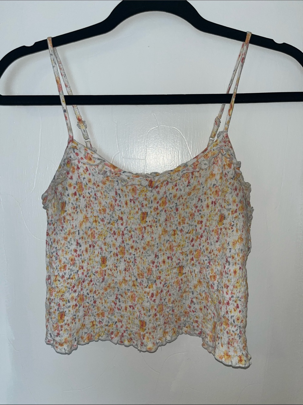 Hippie Rose White Floral Smocked Cami with Yellow & Pink Accents